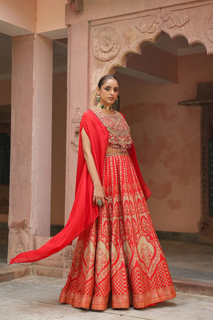 Traditional Lehanga with Embroidered Cape Jacket