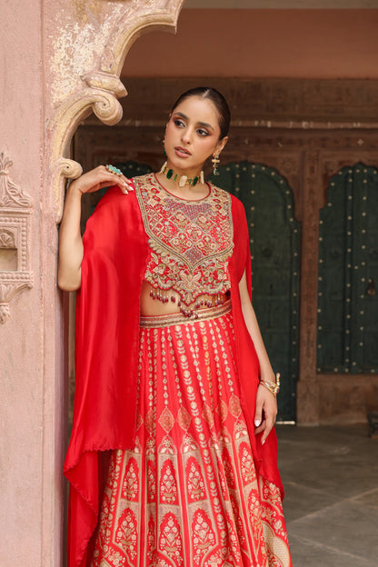 Traditional Lehanga with Embroidered Cape Jacket
