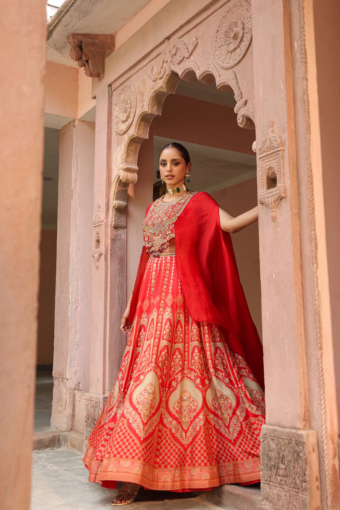Traditional Lehanga with Embroidered Cape Jacket