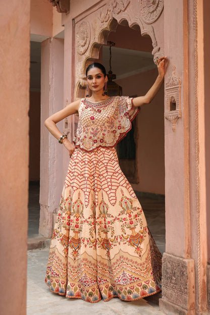 Traditioanl Lehanga with Embroidered Cape