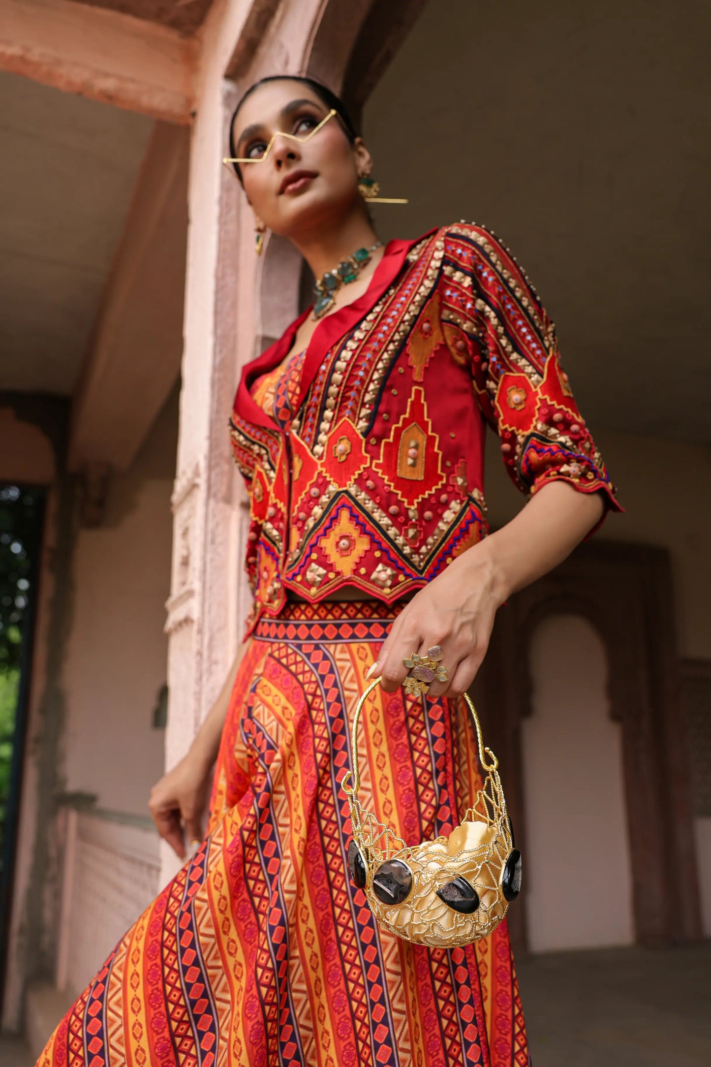 Heavy Jacket, bustier and Printer Divider Pant
