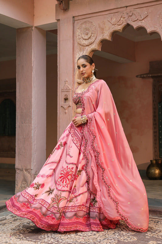 Light Pink Heavy Lehanga with Dupatta