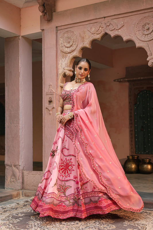 Light Pink Heavy Lehanga with Dupatta