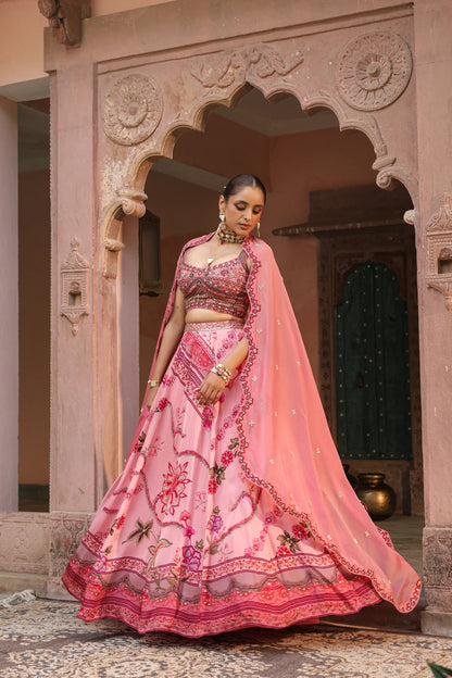 Light Pink Heavy Lehanga with Dupatta
