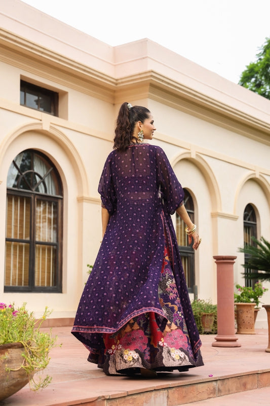 Purple Colour Jacket Pattern Lehanga