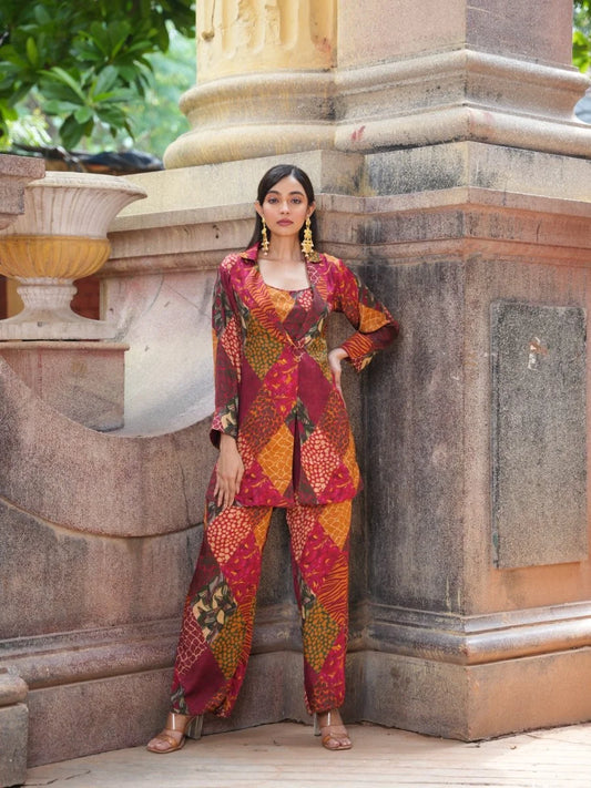 Printed Dress with Printed Pant