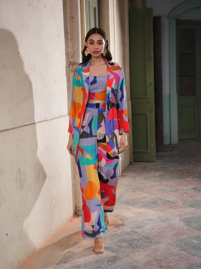 Printed Dress with Printed Pant