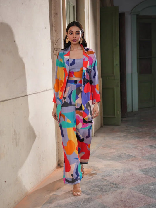 Printed Dress with Printed Pant