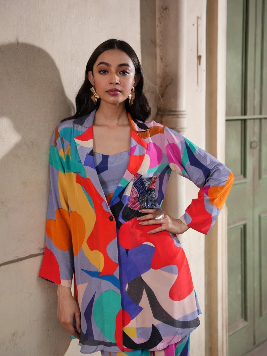 Printed Dress with Printed Pant