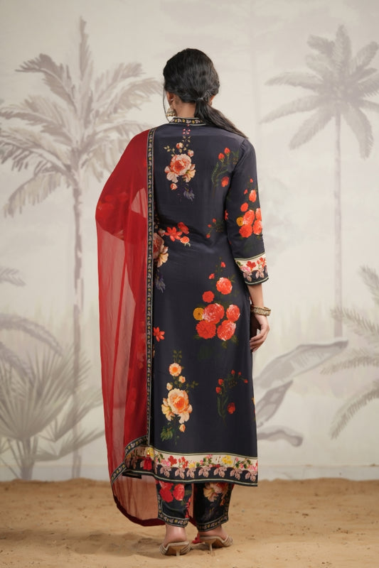 Straight Traditional Kurti with Printed Pant