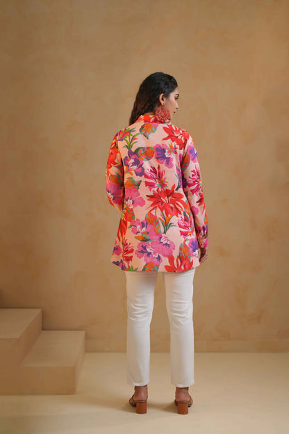 Printed Linen Short Tops
