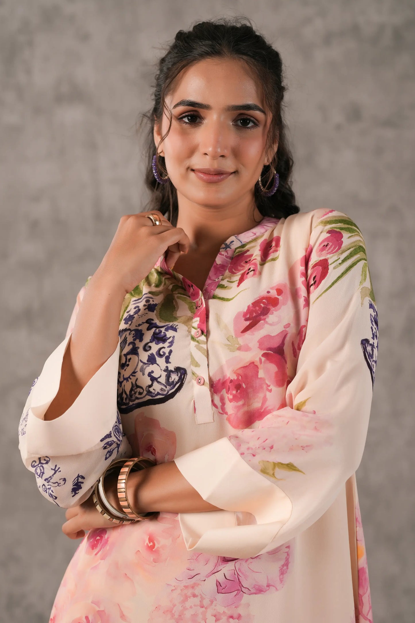 Floral Printed Straight Kurti with Pant