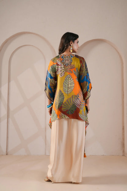 Hand Embroidered Regline Kurta with Drape Skirt