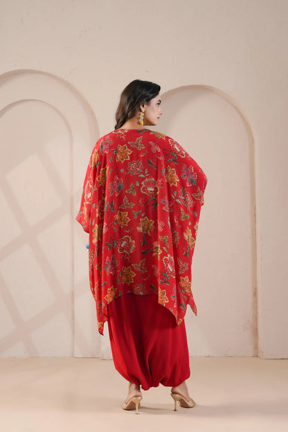 hand emboidered kaftan with dhoti pants
