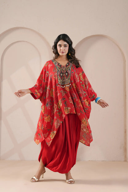 hand emboidered kaftan with dhoti pants