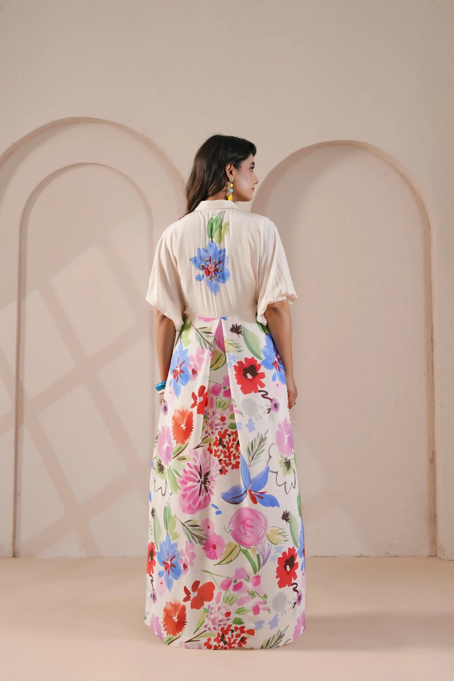 hand embellished drape dress