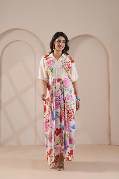 hand embellished drape dress