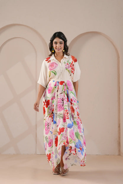hand embellished drape dress