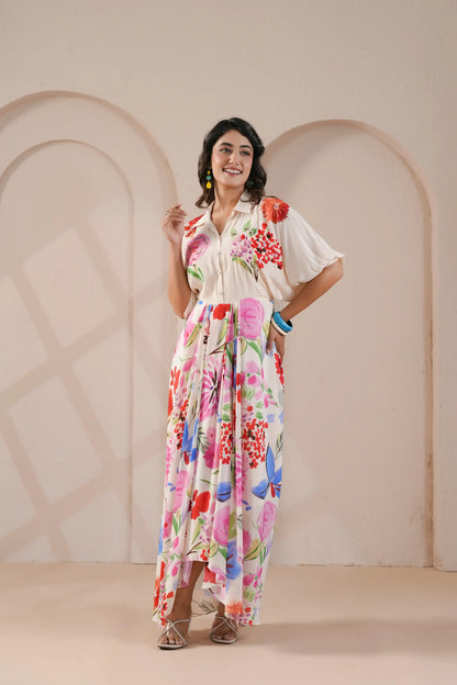 hand embellished drape dress