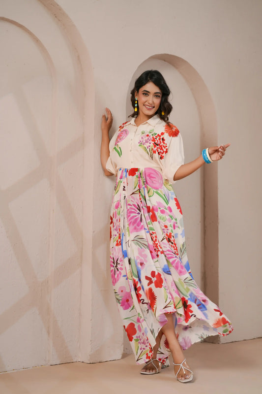 hand embellished drape dress