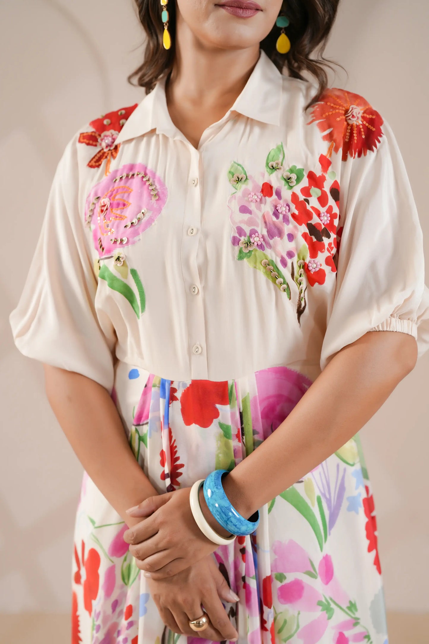 hand embellished drape dress