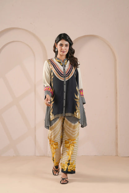 embellished aline top with straight pants. The eyecatching Co-ords.