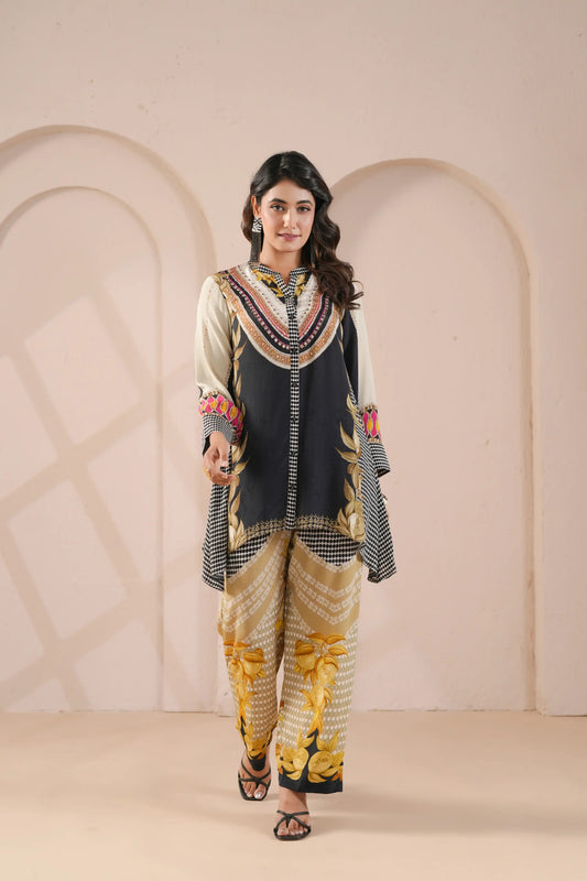 embellished aline top with straight pants. The eyecatching Co-ords.