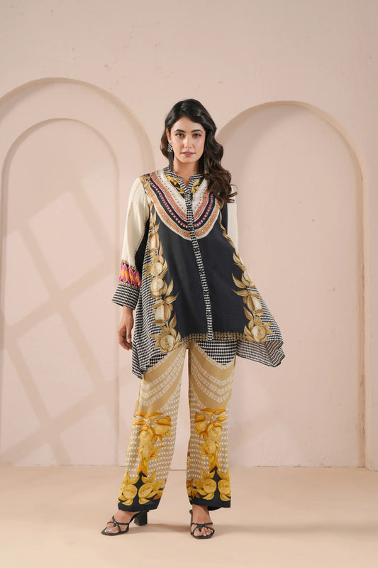 embellished aline top with straight pants. The eyecatching Co-ords.