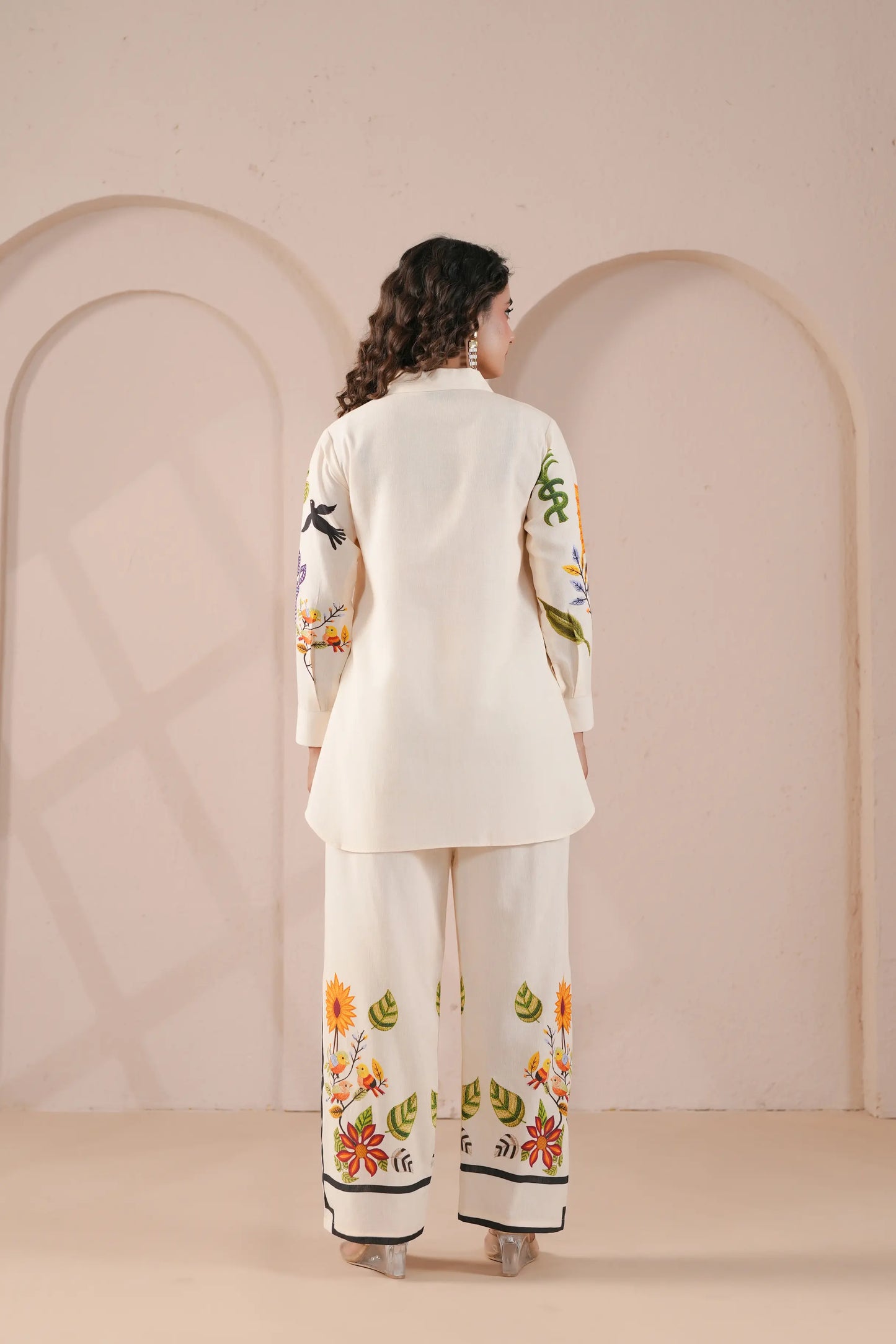 Embellished Linen Prined Co-ords