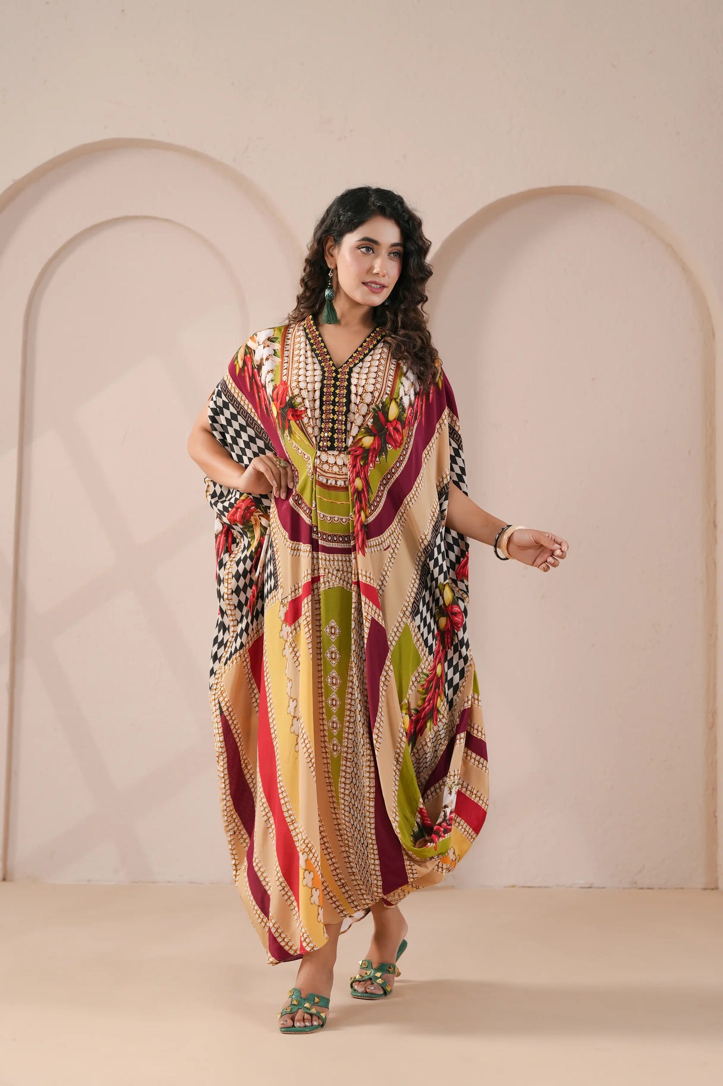 Hand Embrodered Drape Kaftan