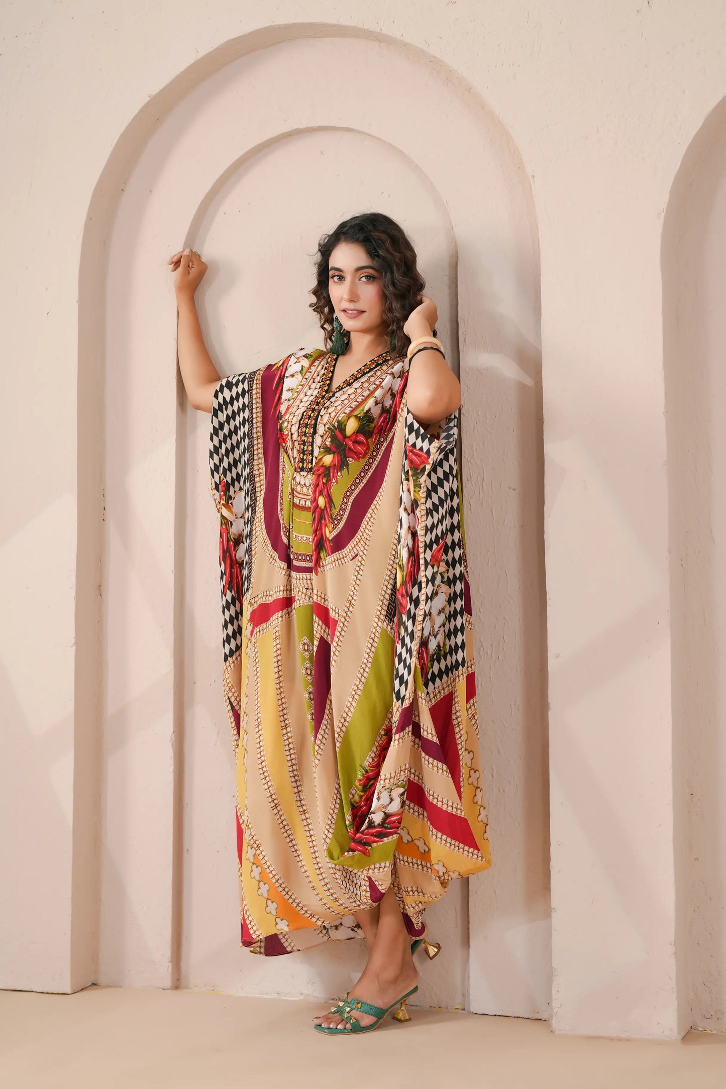 Hand Embrodered Drape Kaftan