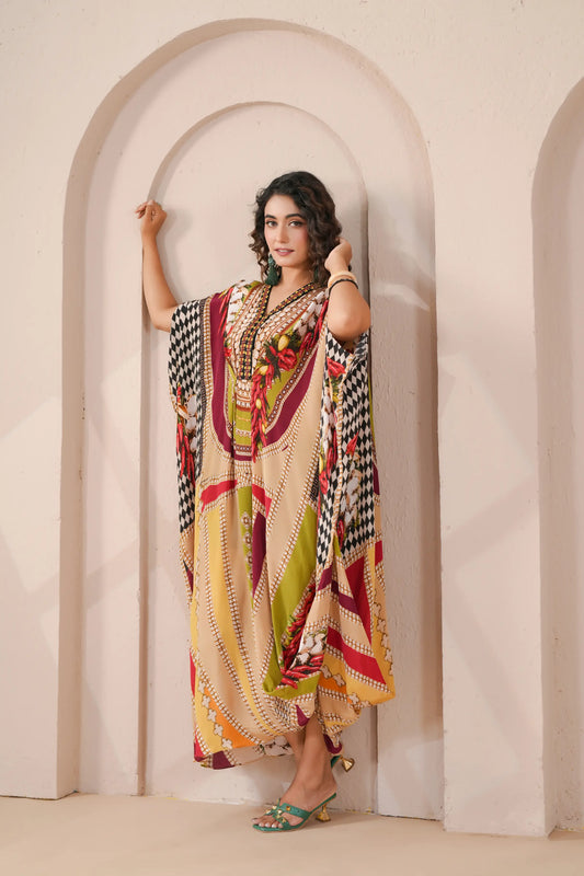 Hand Embrodered Drape Kaftan
