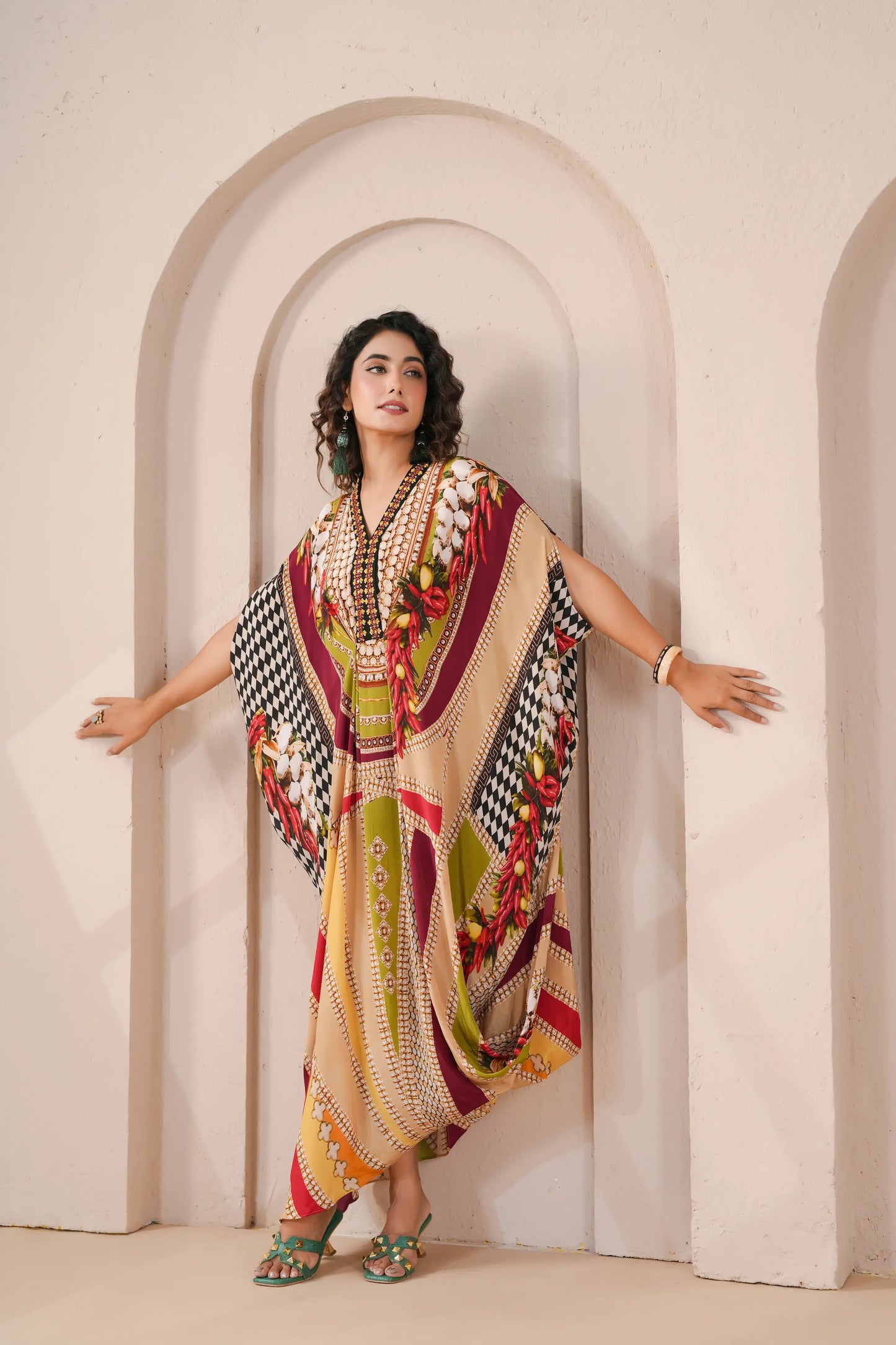 Hand Embrodered Drape Kaftan
