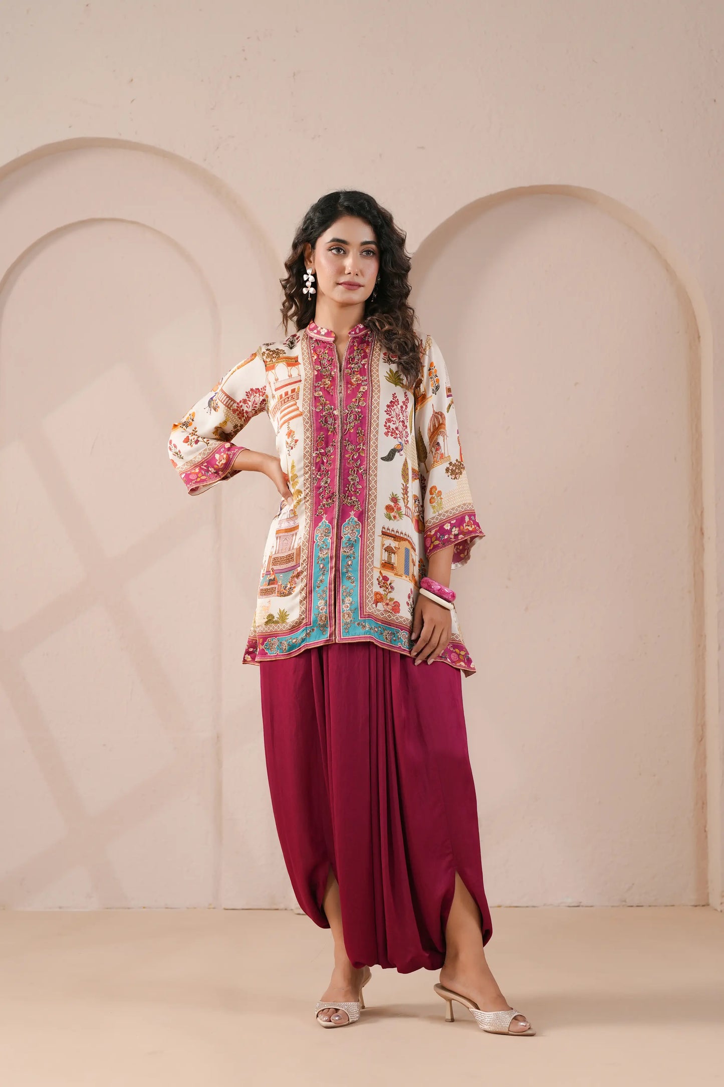 Hand Embroidered,Printed,Ethnic Kurta with harem Pant