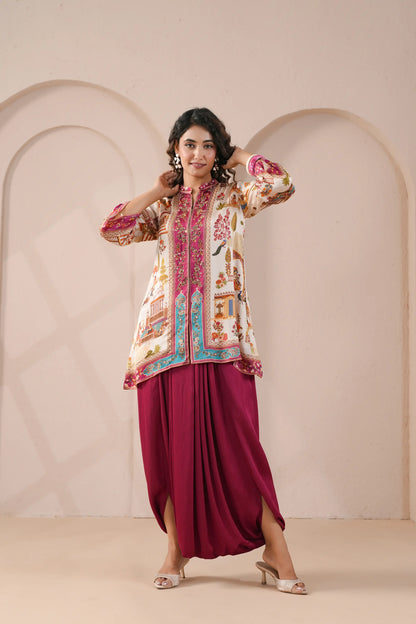 Hand Embroidered,Printed,Ethnic Kurta with harem Pant