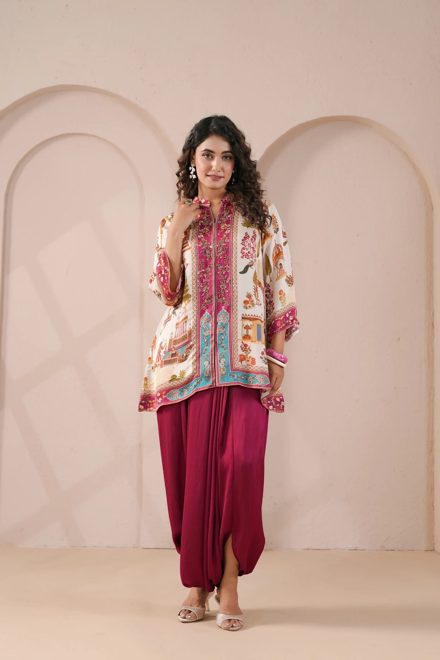 Hand Embroidered,Printed,Ethnic Kurta with harem Pant