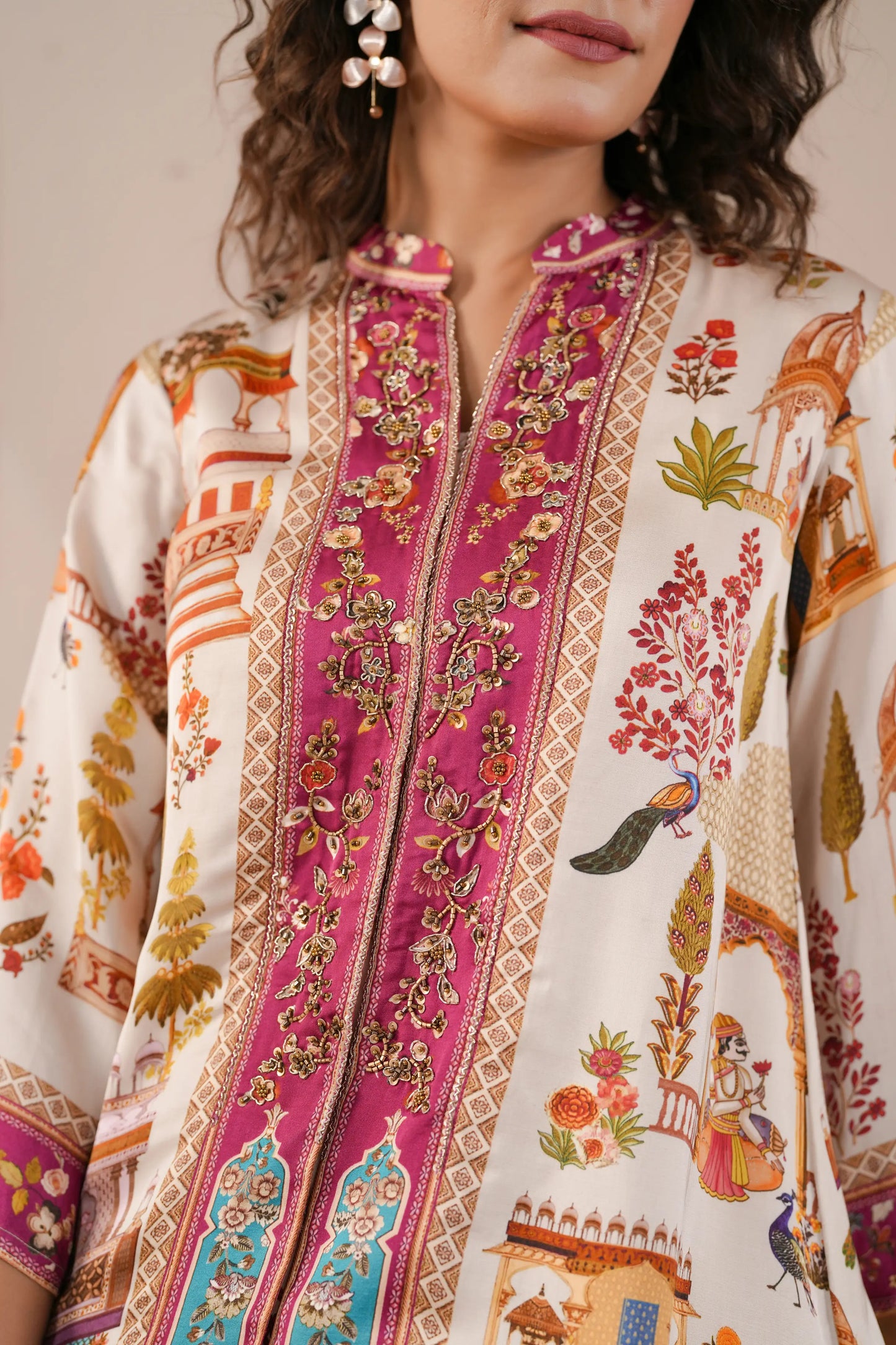 Hand Embroidered,Printed,Ethnic Kurta with harem Pant