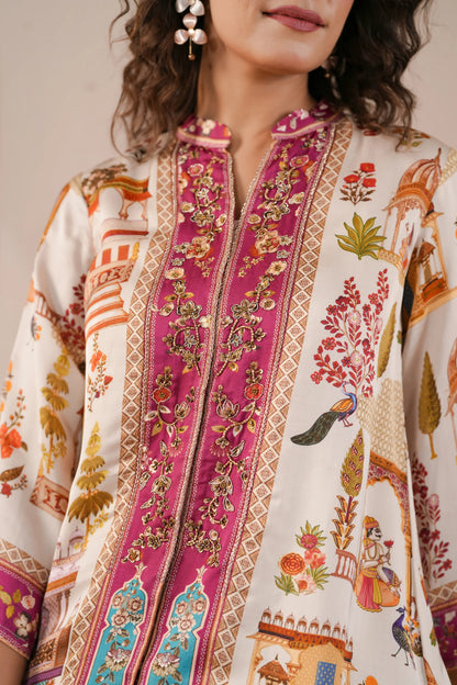Hand Embroidered,Printed,Ethnic Kurta with harem Pant
