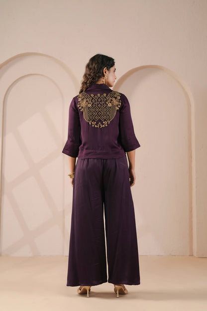 3 piece Hand emboidered top, bustier with palazzo