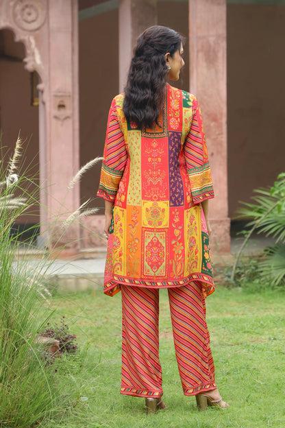 Embellished Printed Straight Kurti with Pant