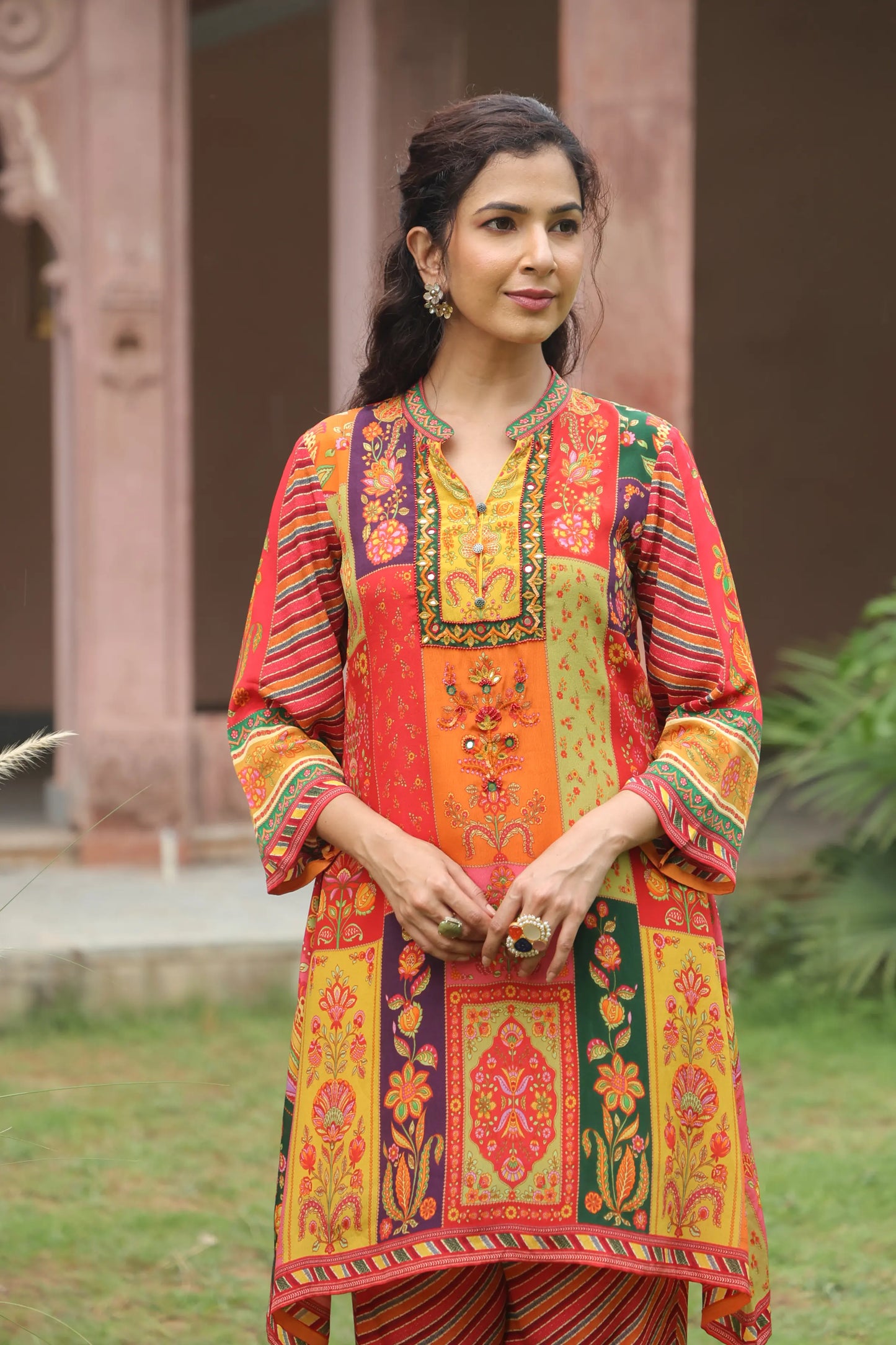 Embellished Printed Straight Kurti with Pant