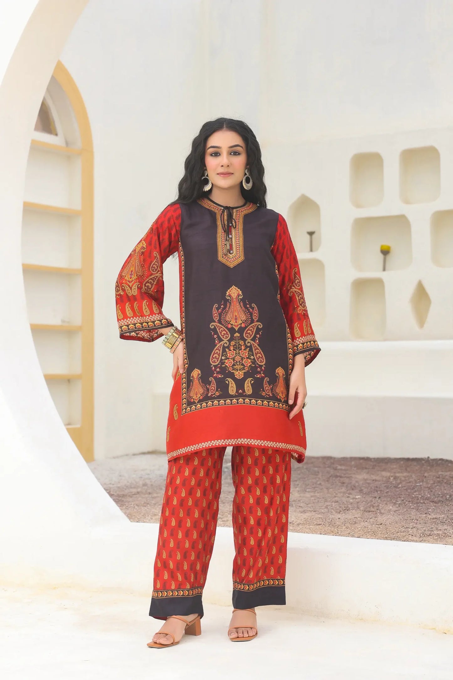 Traditional Print Short Kurti with Pant