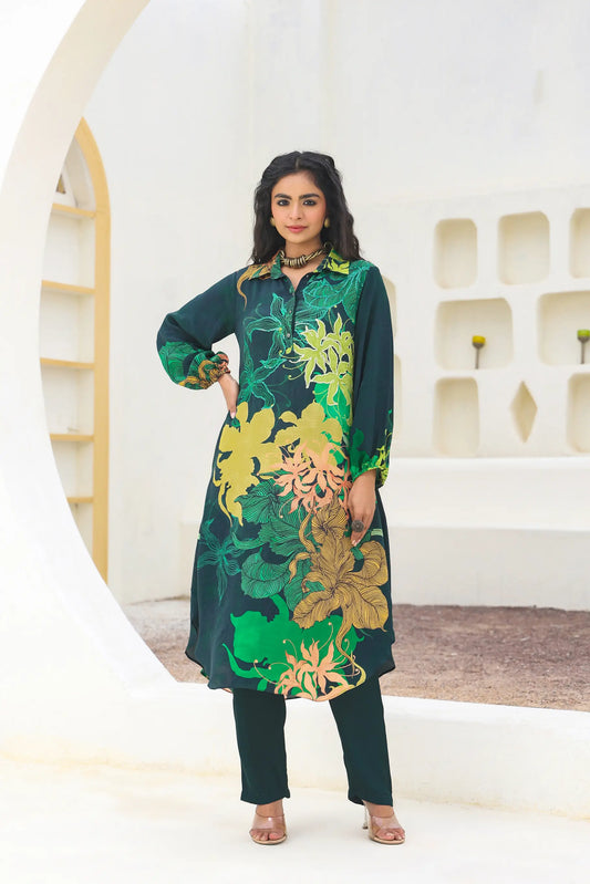 Floral Print Straight Kurti with Pant