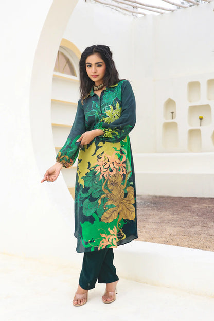 Floral Print Straight Kurti with Pant