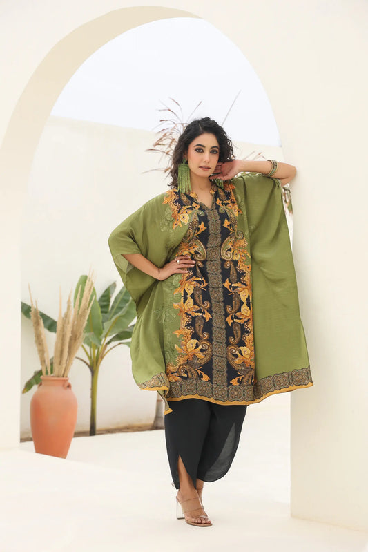 Printed Kaftan With Dhoti Pant