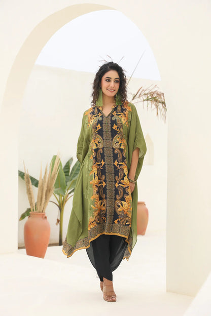 Printed Kaftan With Dhoti Pant
