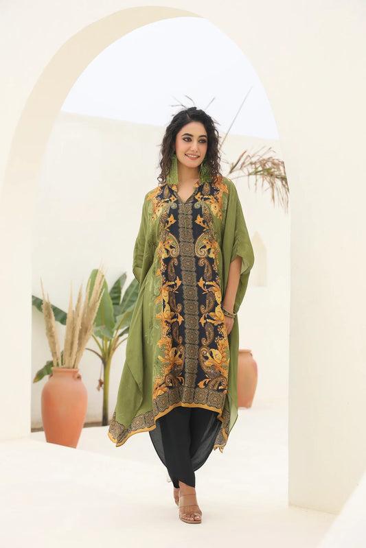 Printed Kaftan With Dhoti Pant