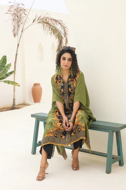 Printed Kaftan With Dhoti Pant
