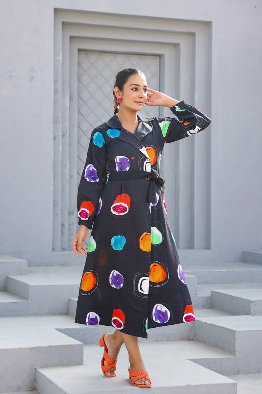 Abstract Print Cotton Dress