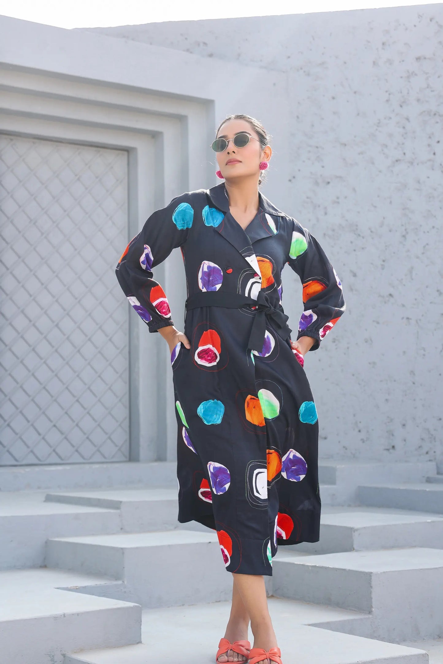Abstract Print Cotton Dress